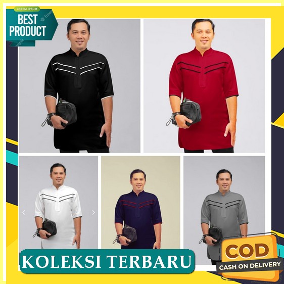 Kemko Koko Dewasa Lengan Panjang Kemeja Muslim Pria Premium Baju Kokoh Bapak Dewasa Tangan Panjang T