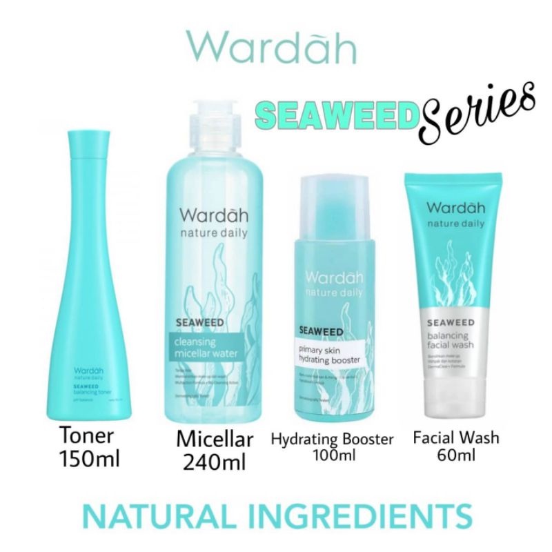 WARDAH Seaweed Series Balancing Toner / Primary Hydrating Booster / Facial Wash / Micellar Water