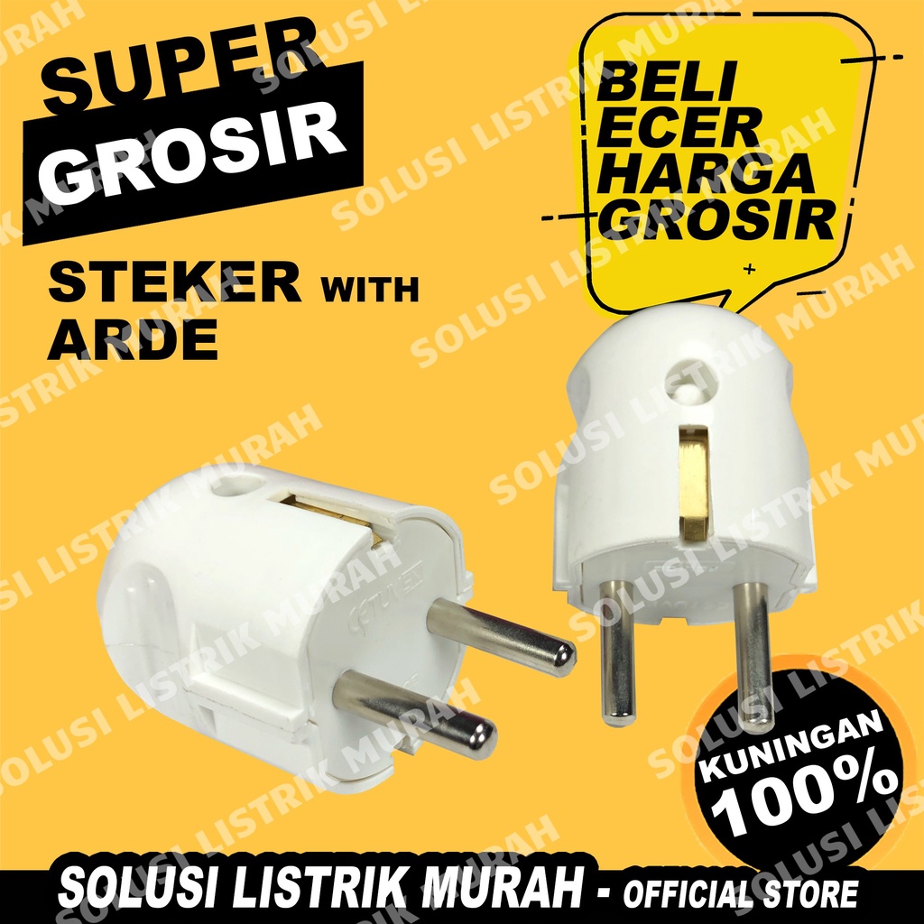 STEKER ARDE COLOKAN LISTRIK BULAT HIGH QUALITY Colokan Bulat Asli Kuningan