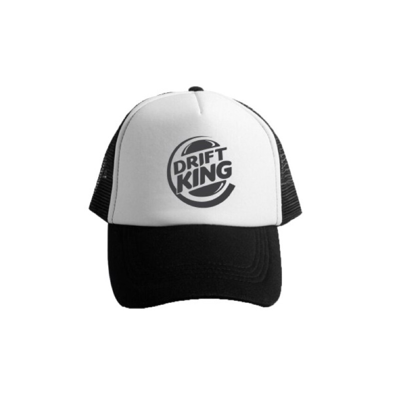 Topi Trucker Drift King - HITAM PUTIH