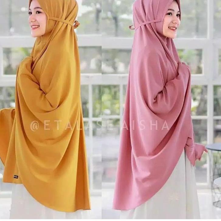 『Mega Sale』 Hijab Bergo Maryam Jumbo XXXL // Maryam Jumbo Wolfis Khimar Nonpet Tali Jumbo Wolfis