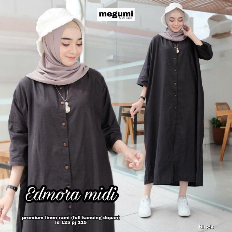 Midi Dress Polos Terbaru Baju Busui  Remaja Kekinian Terlaris pakaian Wanita Terbaru Tunik Terlaris Baju Santai Wanita Casual Pakaian Polos wanita full Kancing fashion ootd wanita