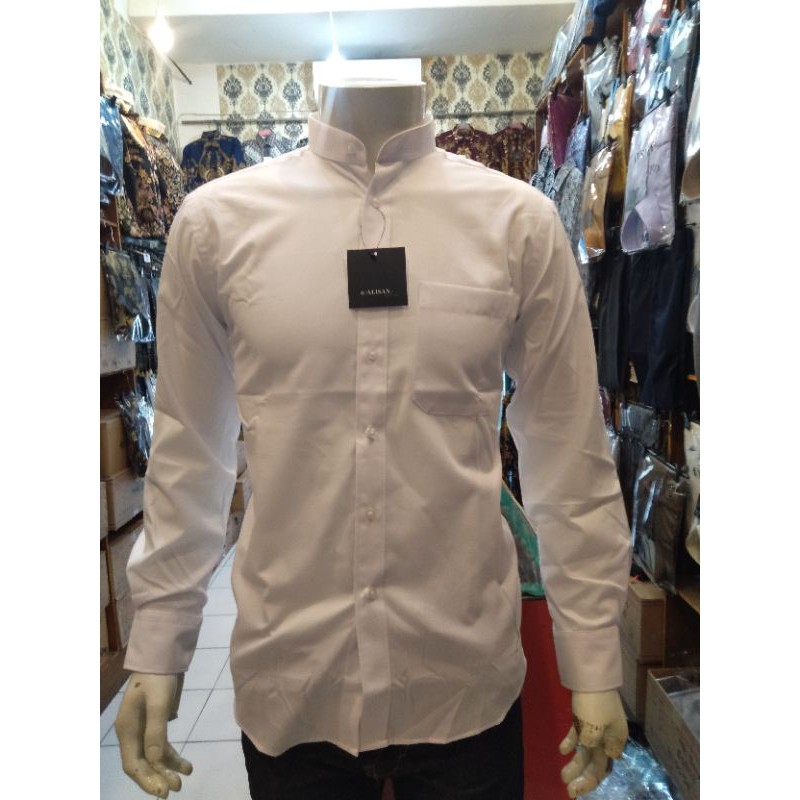 Kemeja alisan lengan panjang//model Shanghai//kemko putih