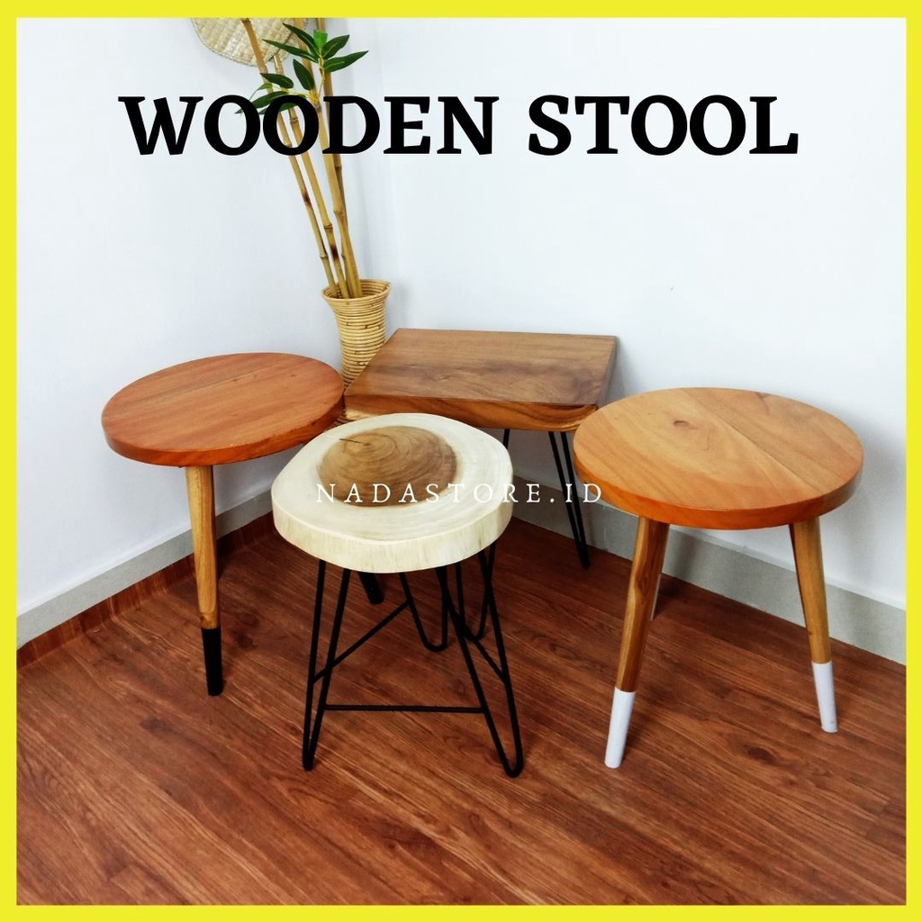 WOODEN STOOL / STOOL KAYU / MEJA KAYU AESTHETIC / MEJA CAFE RUSTIC BERBAGAI MODEL