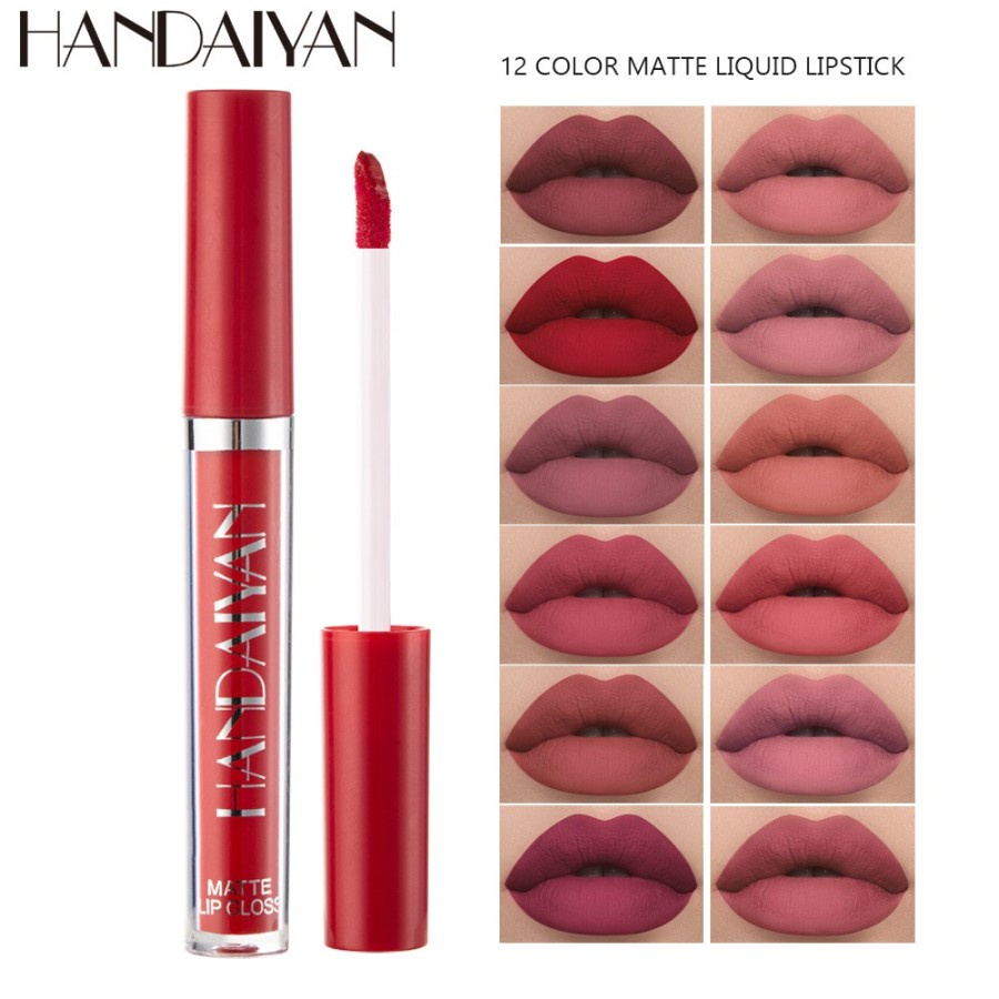 Lip Gloss Matte Waterproof HANDAIYAN Liquid Matte Waterproof Lipstick Lipstik Bibir Merah