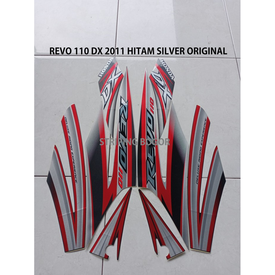 Striping Stiker Motor Honda Revo DX 110 2011 Hitam Silver  paundraja bisa bayar cod