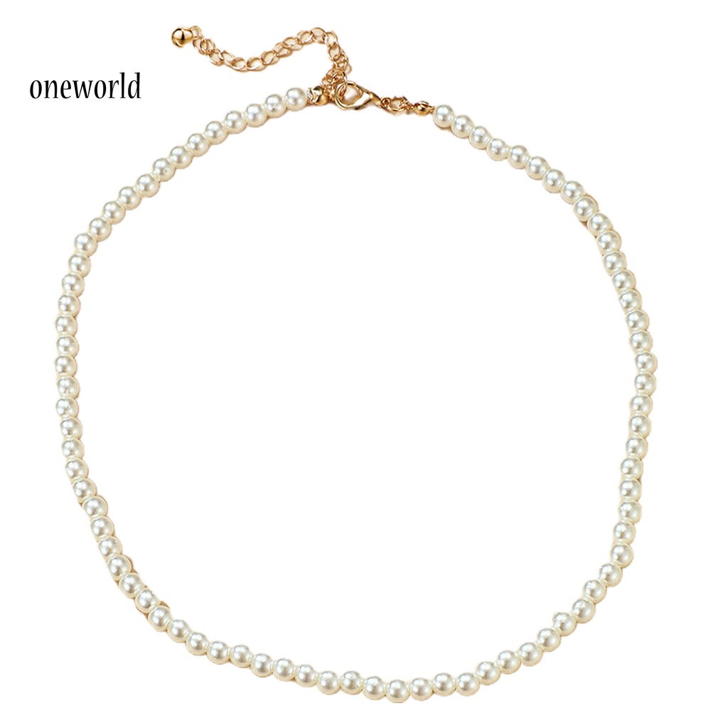 Kalung Choker Mutiara Imitasi Bahan Alloy Warna Putih Untuk Wanita