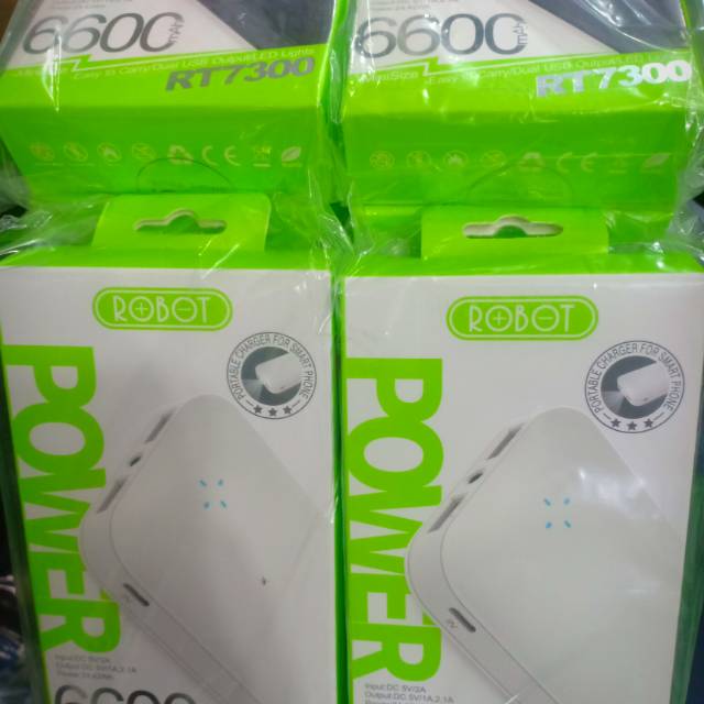 Powerbank Robot model RT7300 kapasitas 6600 Mah