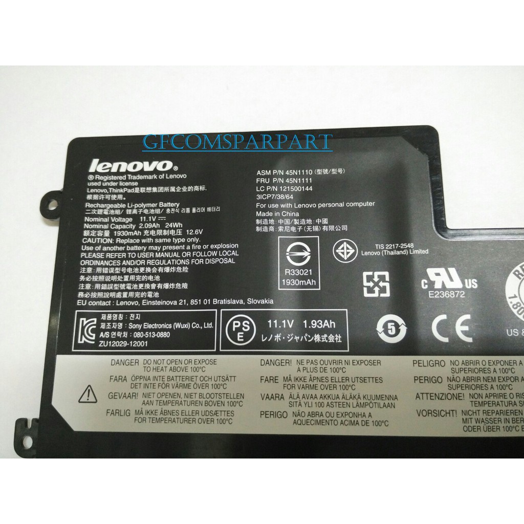 Baterai Lenovo Thinkpad Internal Battery T440 T440s X230s X240 S540 45n1109