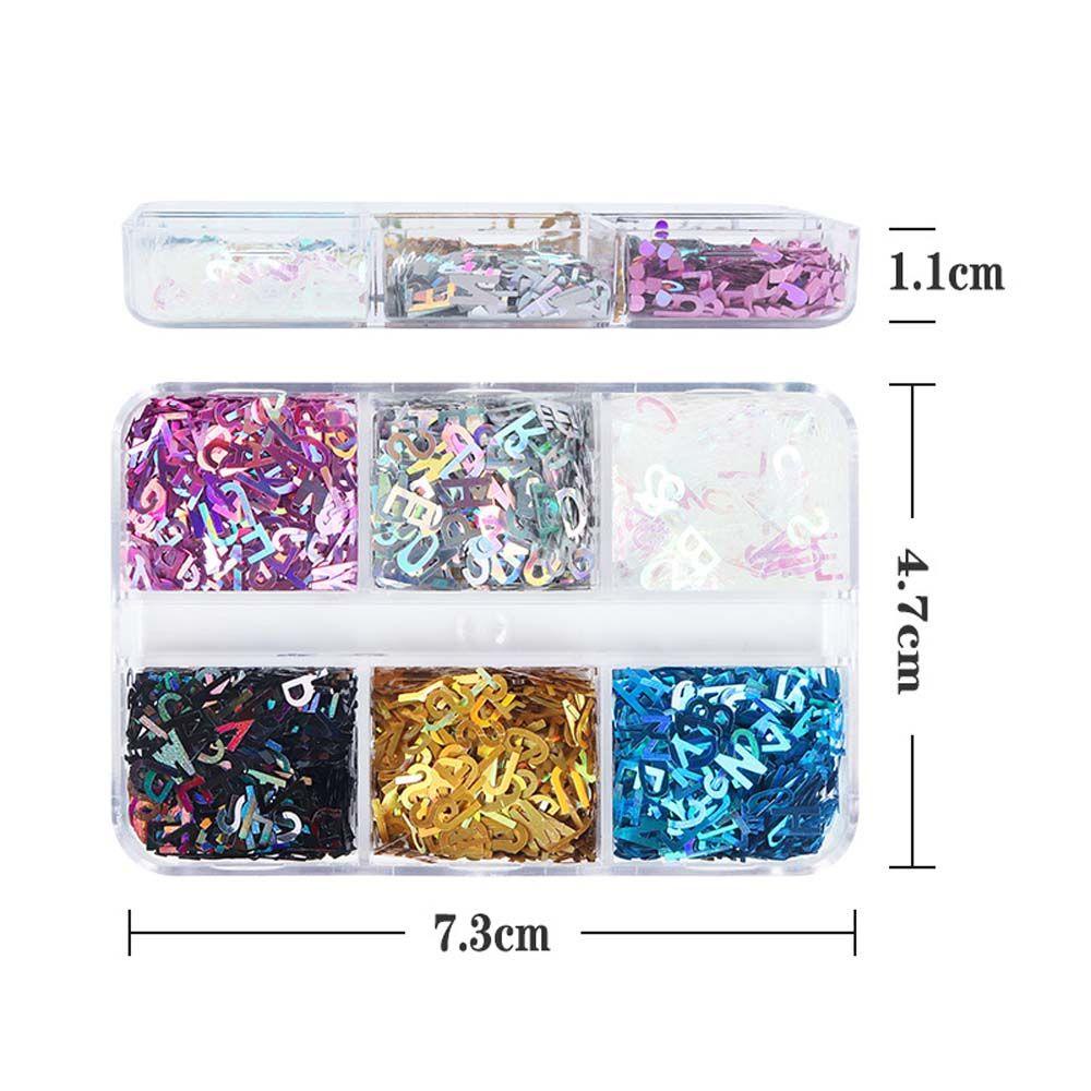 MXBEAUTY 3d Stiker Kuku Shiny 6kisi Dekorasi Nail Art Manicure Aksesoris Hologram Nail Art Nail Art Ornamen Nail Paillettes Set