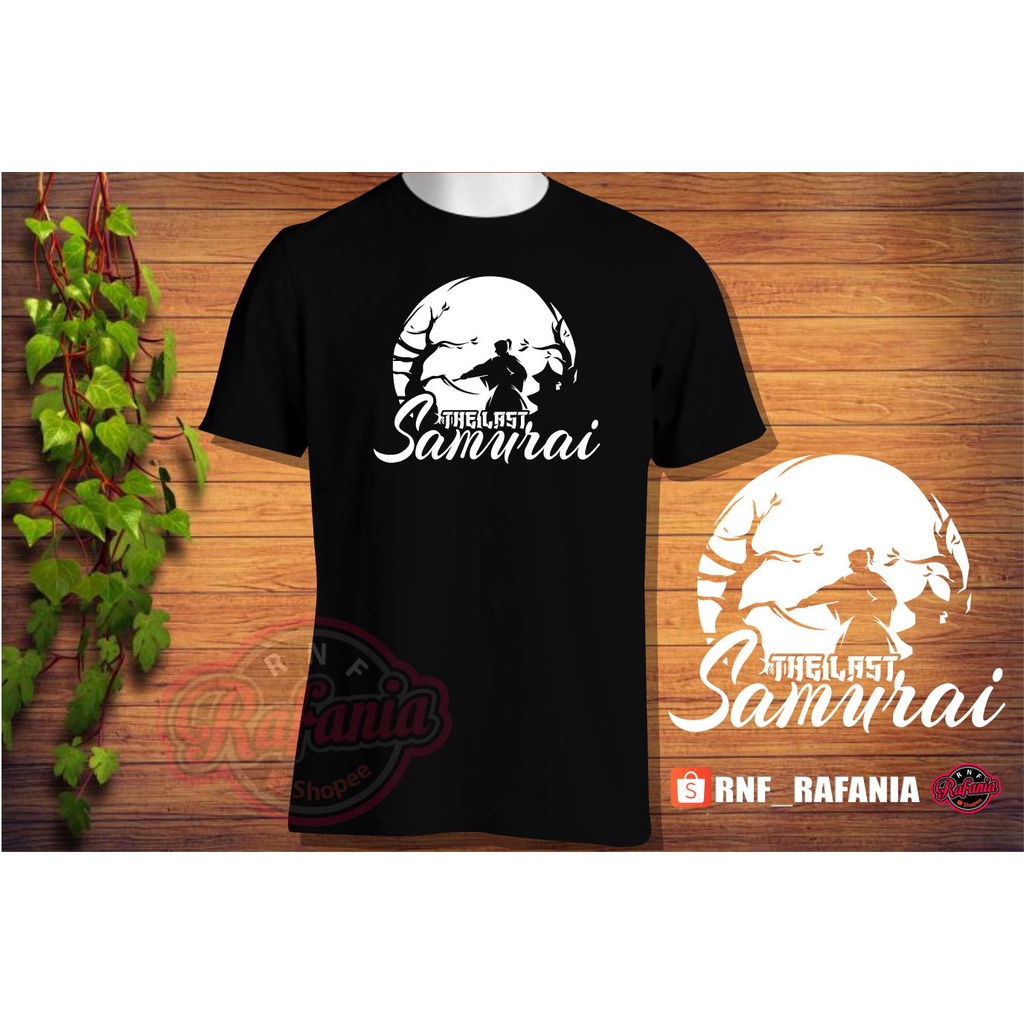 Kaos Hitam Motif Samurai jepang The Last Samurai Cotton Combed 30s Lengan Pendek pria wanita