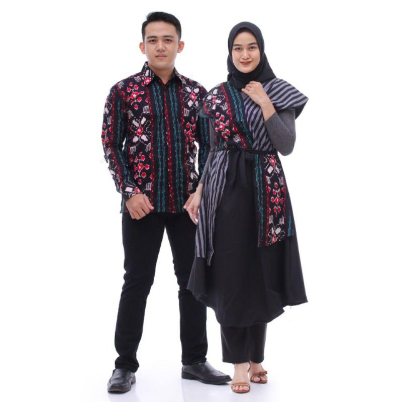 COUPLE DRESS ANDIEN ANDIN IKATAN CINTA AMANDA MANOPO BATIK KOMBINASI TOYOBO MOSCREPE TILE EXCLUSIVE