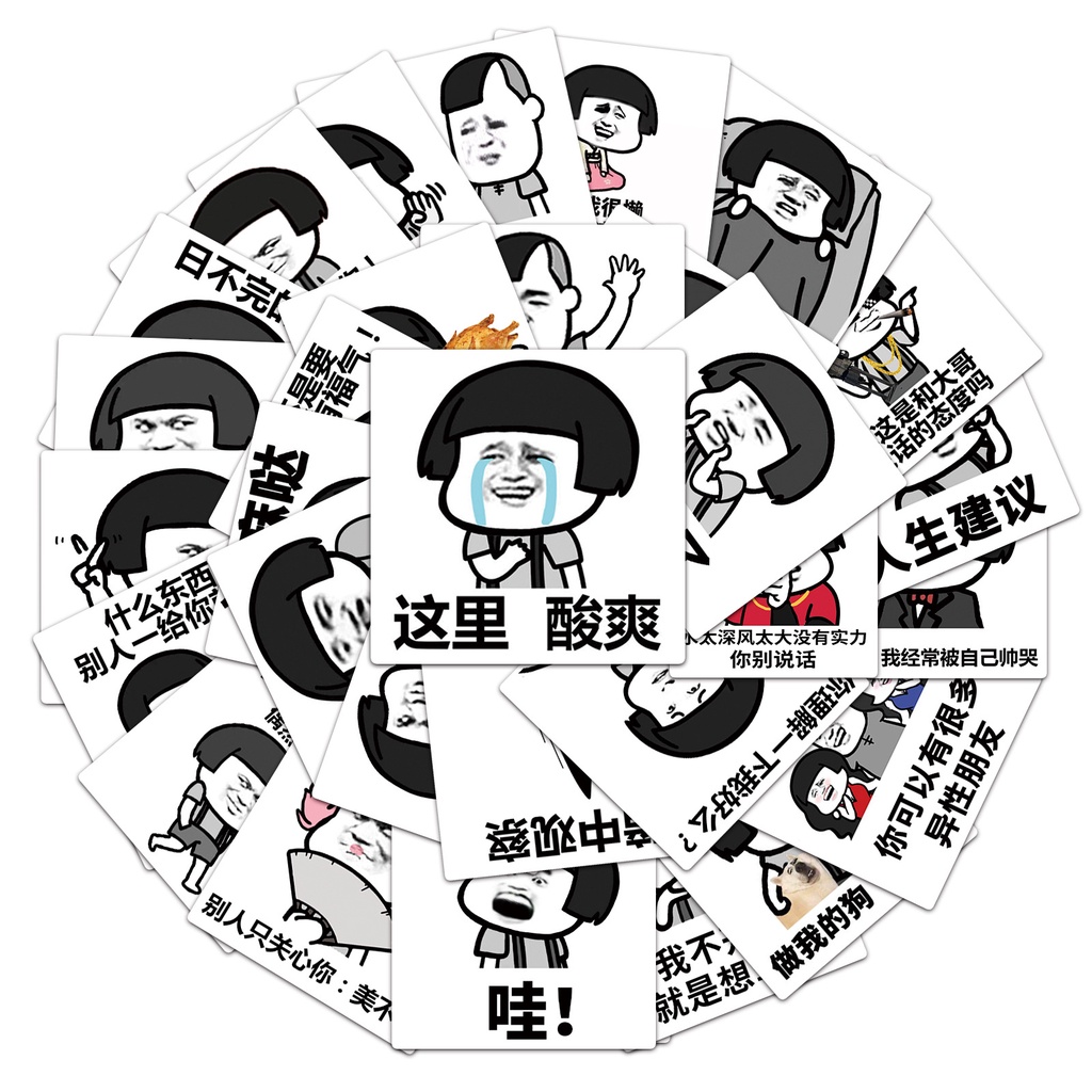 Zhang berbentuk jamur potongan rambut grafiti stiker kepribadian lucu emoji mobil stiker bagasi PVC