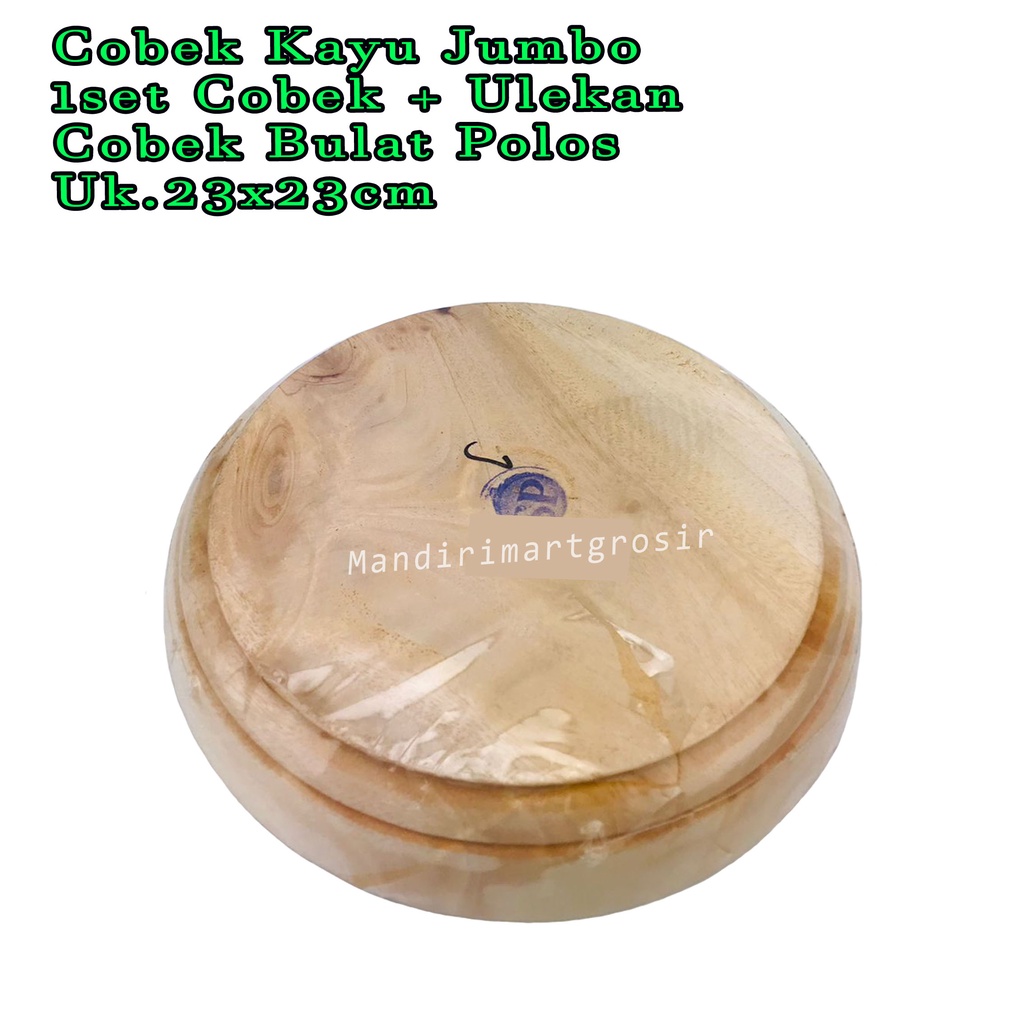 1set Cobek + Ulekan *Cobek Kayu Jumbo * Cobek Bulat Polos * Uk.23x23cm