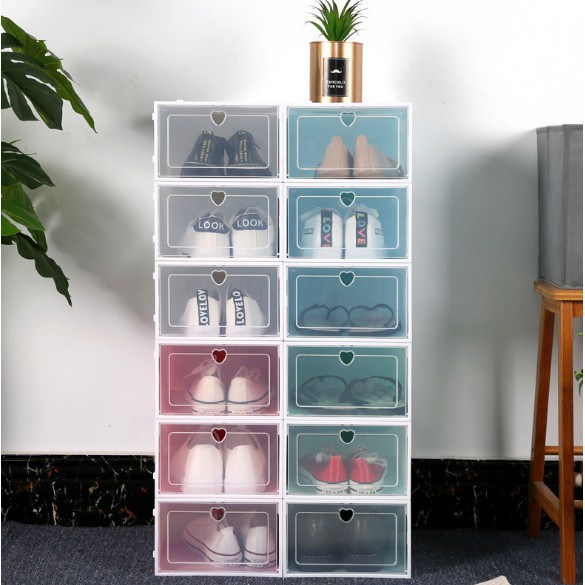 Kotak Sepatu Transparan Tebal Shoes Organizer Box Tempat Penyimpanan Mika Rak Portable Serbaguna Perlengkapan Rumah Sepatu Sandal Susun Murah COD- AC 01