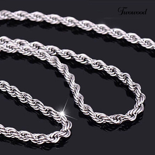 Kalung Rantai Twist Bahan Sterling Silver 925 Untuk Pria Dan Wanita