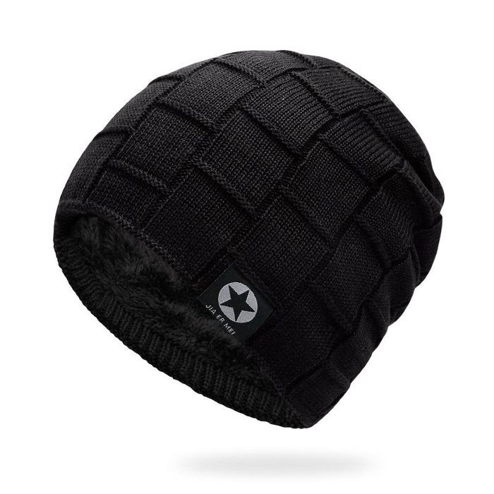 Topi Kupluk Tebal Lapis Bulu Beanie Hat Import - Hitam