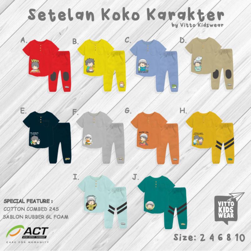 Setelan Kurta karakter vitto kidswear