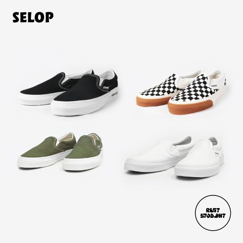 Sepatu Nobrands Selop - BW AMP, Catur, Army Green, Offwhite