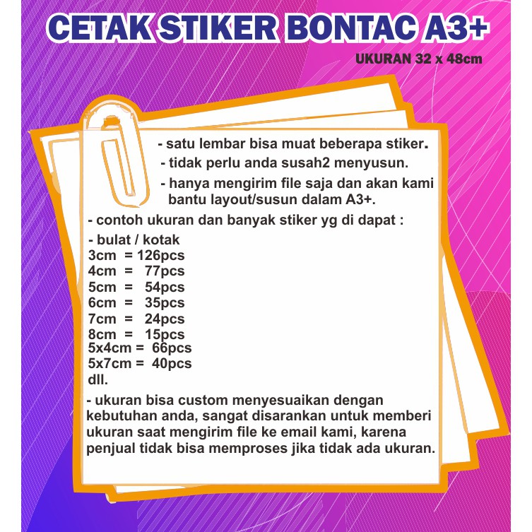 cetak stiker bontak/chromo A3+/stiker kromo/sticker bontak-1