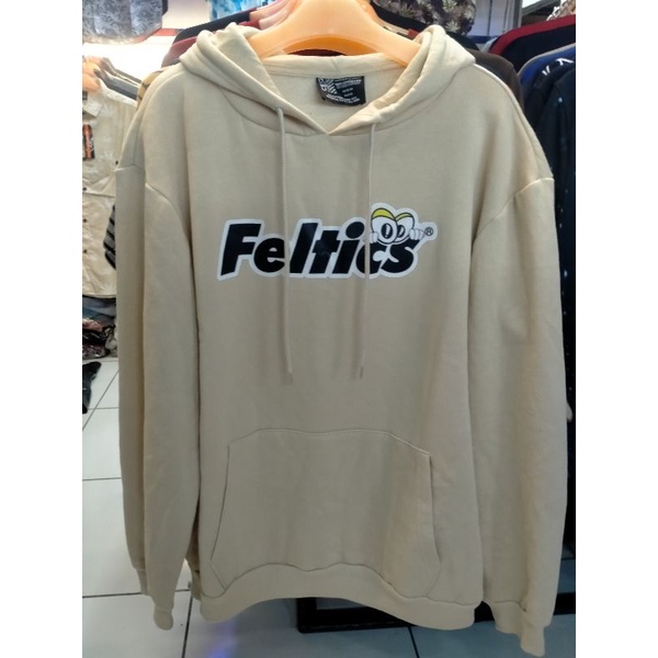 Hoodie sweater feltics original quality import varian warna cream full katun garmen