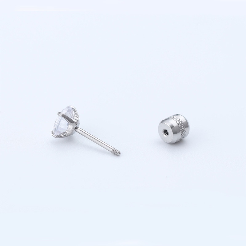 [ACKER] 1pasang Anting Titanium Stainless AAA+Zircon Diamond Untuk Pria/Wanita