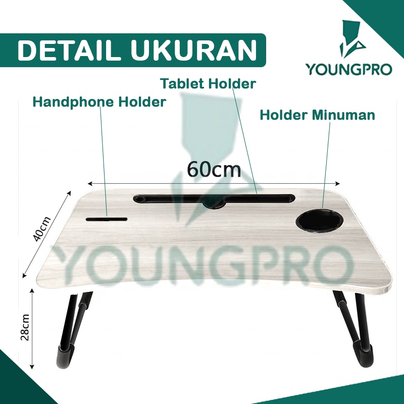 YOUNGPRO FOLDING TABLE + HOLDER AND DRAWER MEJA LIPAT MEJA LAPTOP YLT-02 YLT-03 YLT-04 YLT-05 MEJA LIPAT UNTUK HP, IPAD, BOTOL MINUM, LACI KECIL