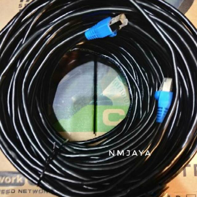 Kabel Lan Outdoor 10 meter FTP Cat5e Siap Pakai sudah dicrimping rj45 besi dan plugbooth Kabel Lan Hitam