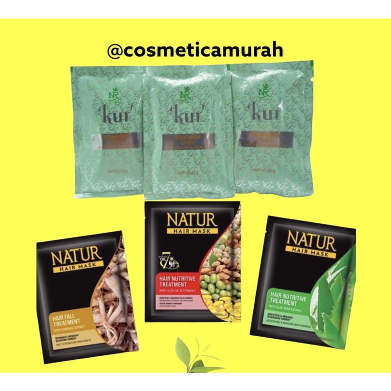 EXTRA 50% [ 15 ml / sachet ] natur hair mask / masker rambut natur sachet // NR kur hair mask // Nr sachet hair mask