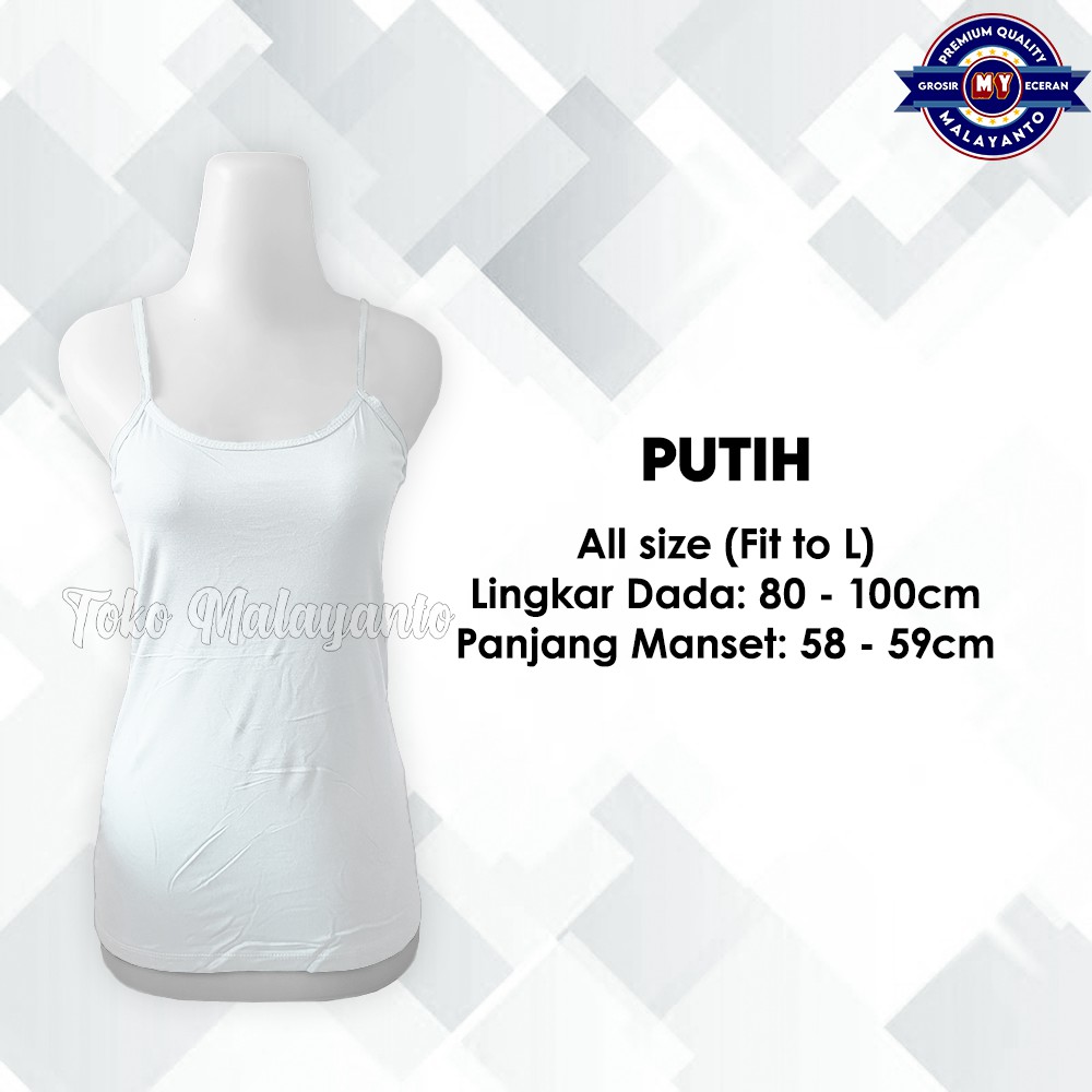 Tanktop Tali Kecil Renda Polos Warna Ukuran All Size Ready Stok!!-Putih