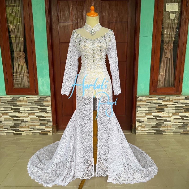 (READY) Kebaya Akad Ekor Panjang Prancisan | Kebaya Prancisan | Kebaya Akad | Kebaya Ekor Panjang