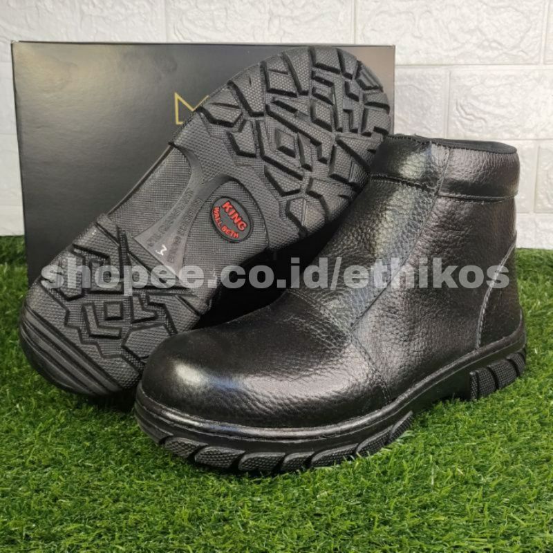 Sepatu Safety King Wallbeth Booth Tipe W55 Resleting Full Kulit Asli