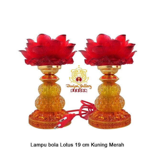 Lampu altar sembahyang LED Bola Lotus 19 cm Kuning Merah