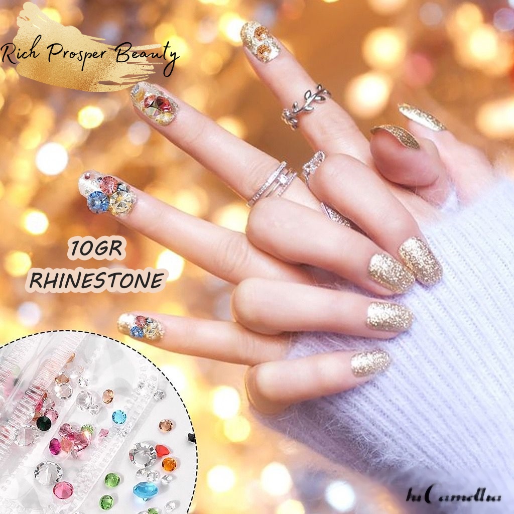 10g Glass Rhinestone Shinny Mini Mixed Nail Art Tips Manicure DIY Decoration - NAIL RHINESTONE UNTUK NAILART