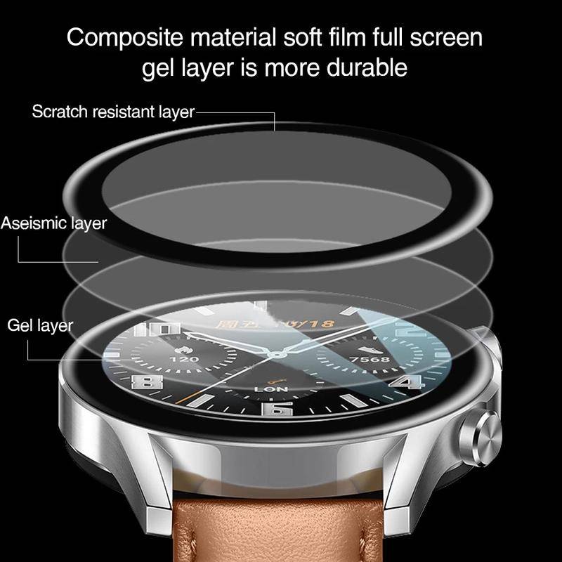 Pelindung Layar Tempered Glass Lengkung Tipis 42mm 46mm Untuk Huawei watch 3 pro GT2 GT3 GT2e GT runner Film Huawei Honor Magic 2 GS3