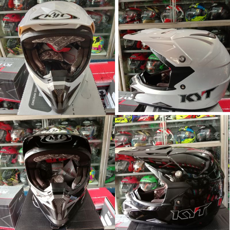 helm FULFACE KYT CROSS OVER SOLID hitam glossy/white