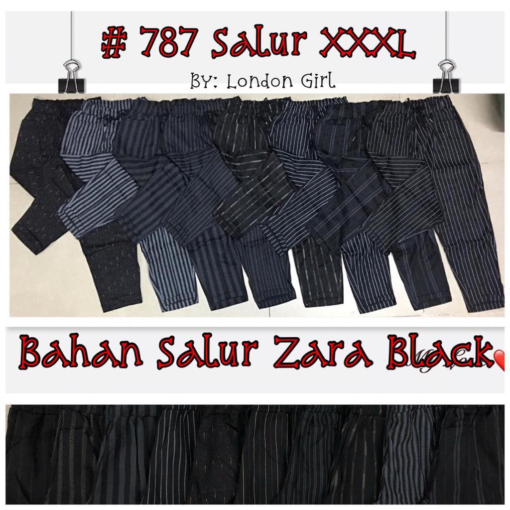 Celana Panjang Wanita Bahan Salur Zara Black 3XL #787/ Black Zara Woman Trouser