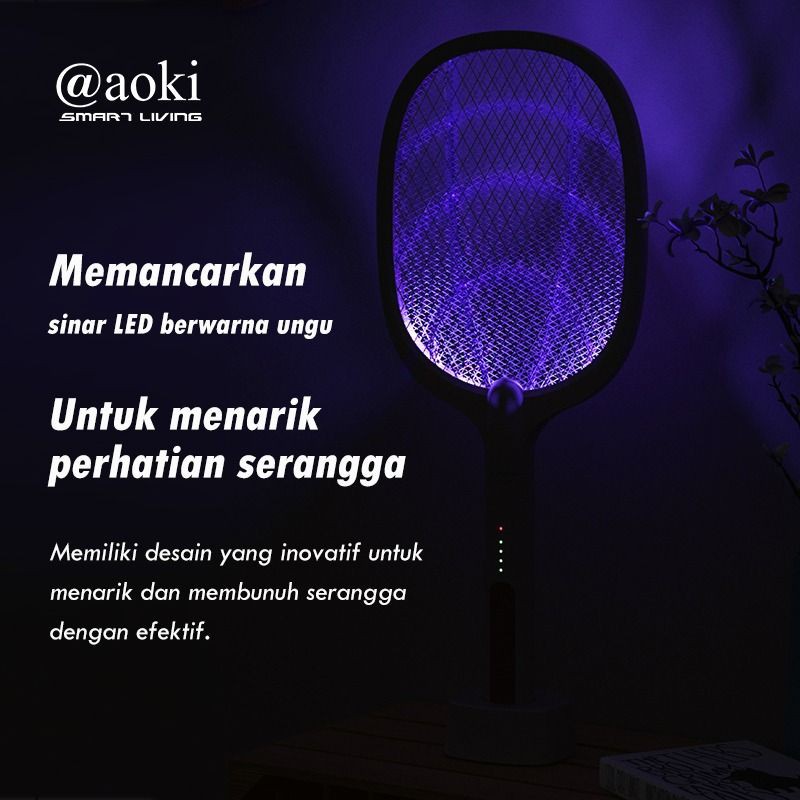 Aoki Raket Nyamuk + Insect Killer 2in1 Wireless Charger AK 881S