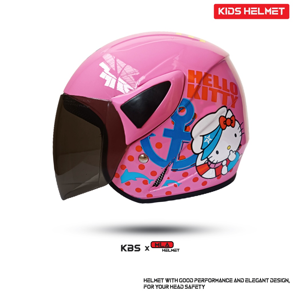 Helm Half Face Anak Junior KBS x MLA Motif Hello Kity Untuk Usia Anak 3-7 tahun COD