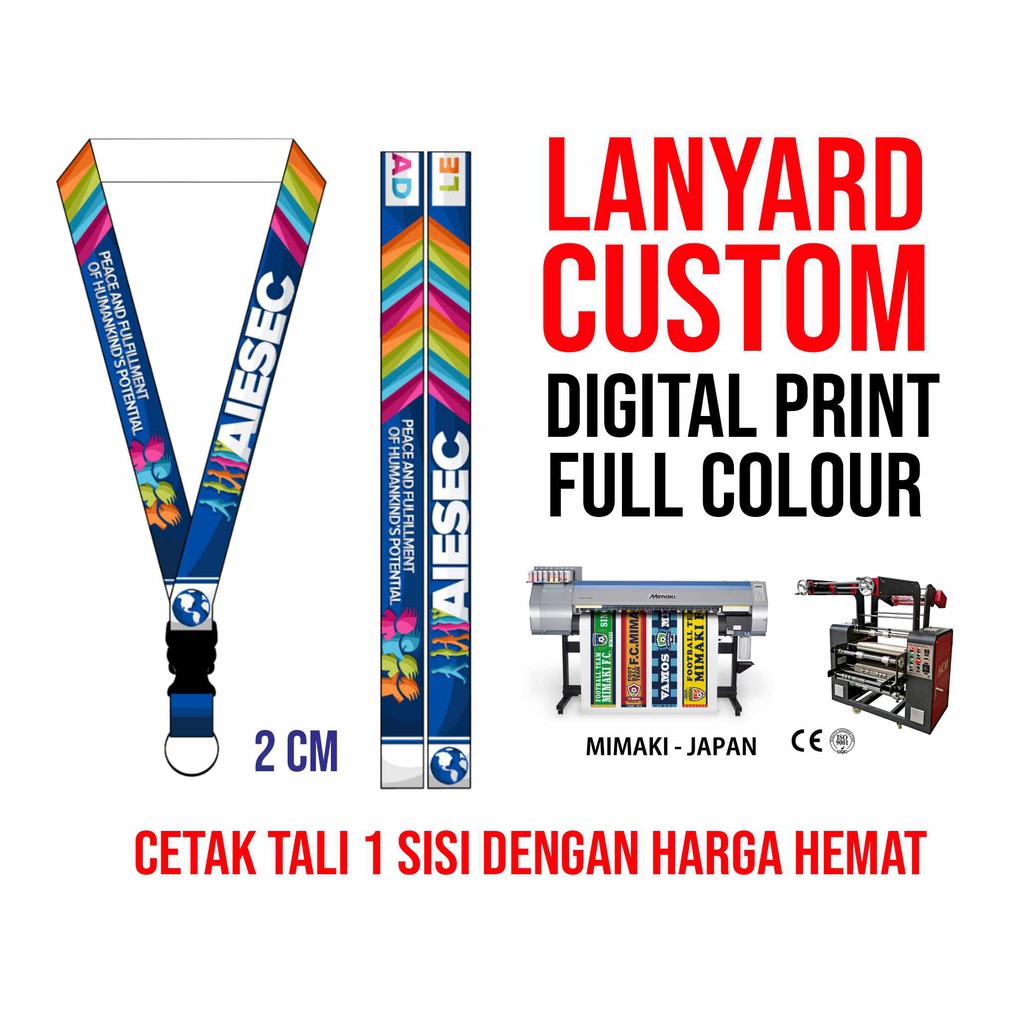 

LANYARD CUSTOM DIGITAL PRINT 1 Sisi Tali 2 cm