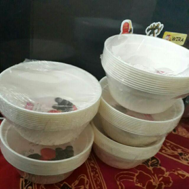Yoshikawa Mangkok Plastik Disposable 12x12x5 Cm Isi 10 Buah P0121 Putih
