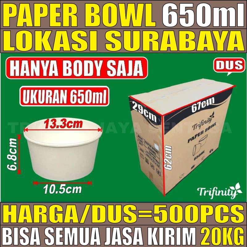 Paper Bowl Tebal 650ml Per Dus 500pcs Tahan Microwave Mangkok Kertas 650 ml Surabaya