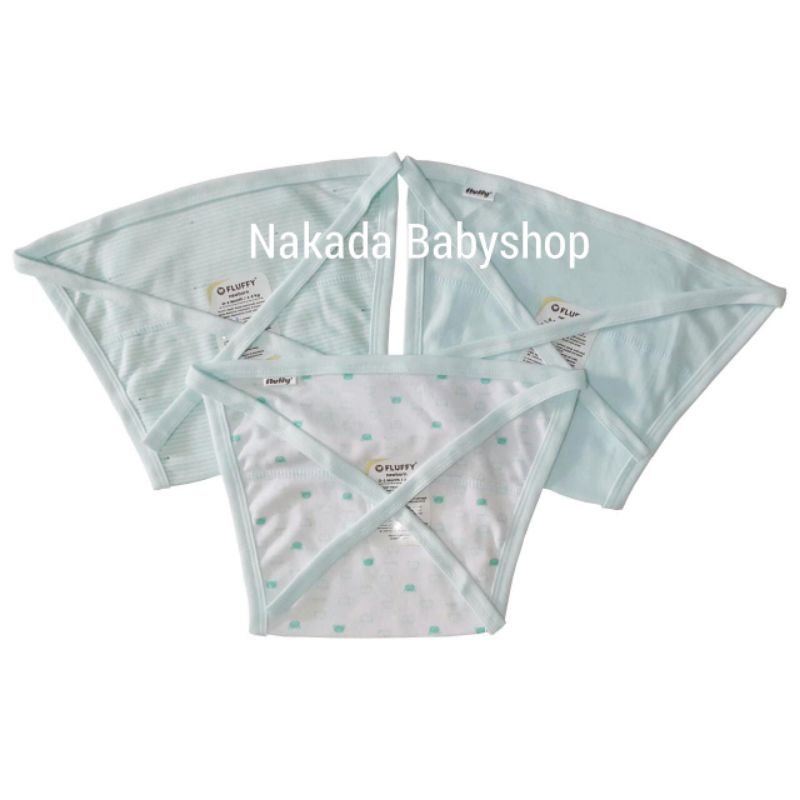 FLUFFY POPOK KAIN TALI BAYI (Isi 3 pc) PBPT HIJAU  NEWBORN (0-3 BULAN)