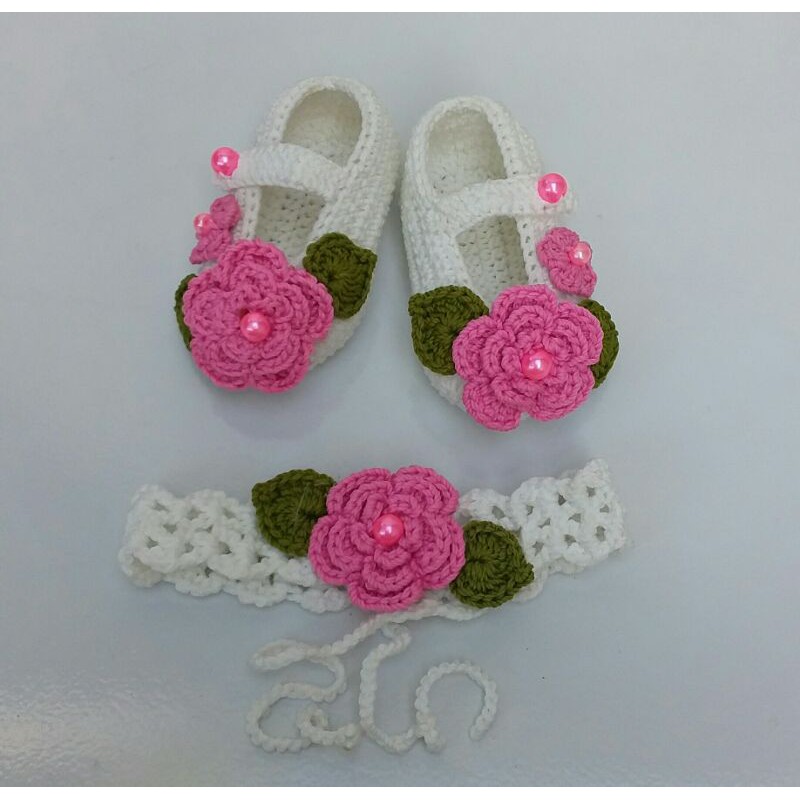 sepatu bayi perempuan 0 - 1 thn rajut handmade terbaru