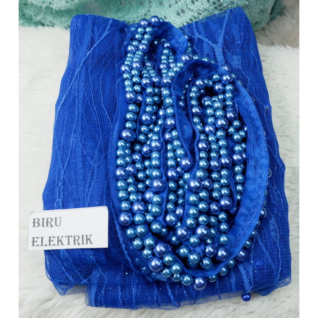 VEIL  MUTIARA SLAYER  PENGANTIN MOTIF ALL VARIAN COLOUR-BIRU  ELEKTRIK