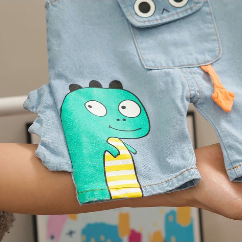 Dino Overall With Pocket/ Baju Kodok Anak Motif Dino