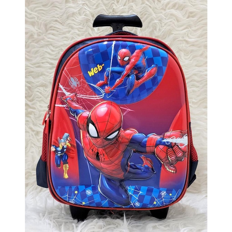Tas Troli Dorong Anak Laki Laki Spiderman Tas Anak Rangsel Troli Tk Sd Dan Paud Tas Trolley Dorong A