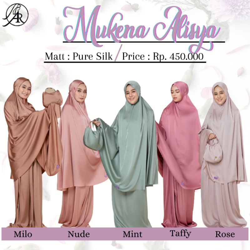 Mukena Alisya/mukena traveling/mukena resleting/mukena cantik