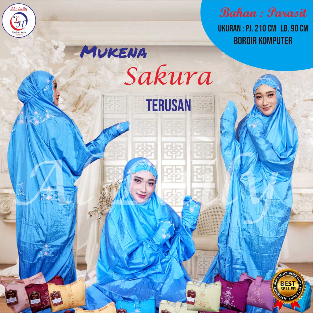 Mukena Parasut Sakura Bordir Komputer Terusan
