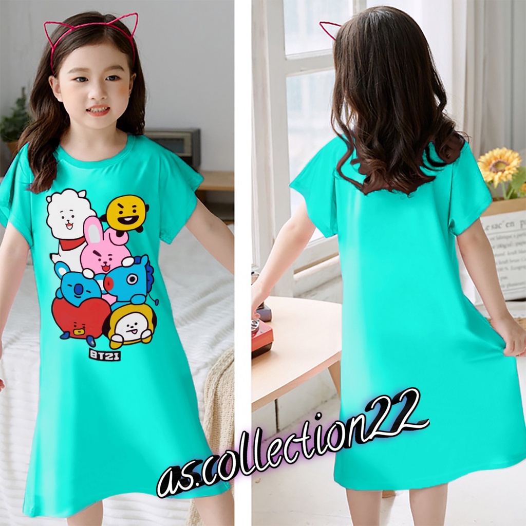 #DRESS BTZ 3//DASTER ANAK PEREMPUAN MOTIF BTZ CUTE//USIA 1-12 TAHUN